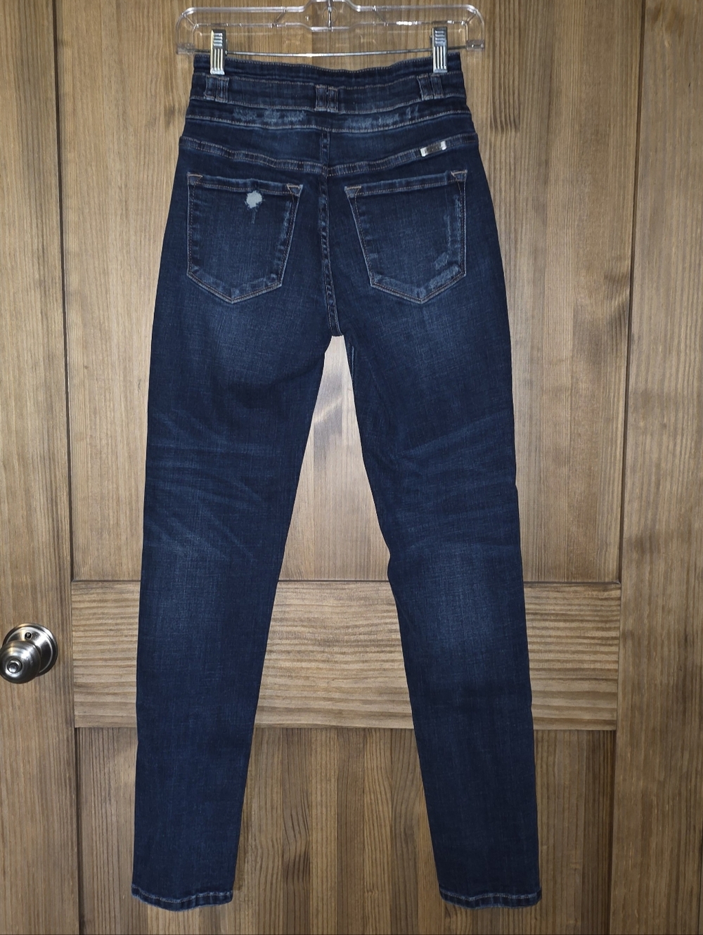 KanCan Women’s SuperHigh-Rise Dark Blue Girlfriend Jeans - Picture 2 of 6